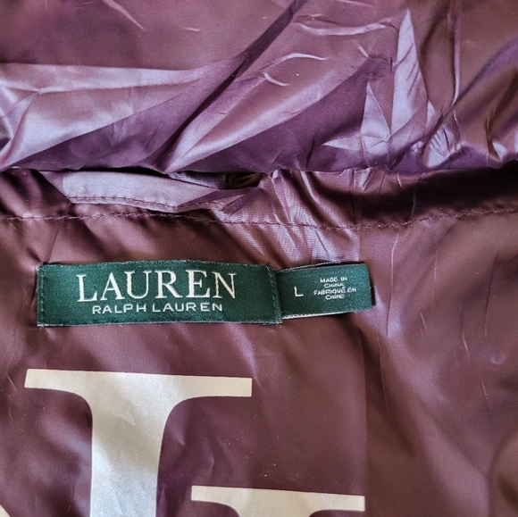 Ralph Lauren Women's Puffer Jacket - Plum, Size Large - Picture 4 of 7